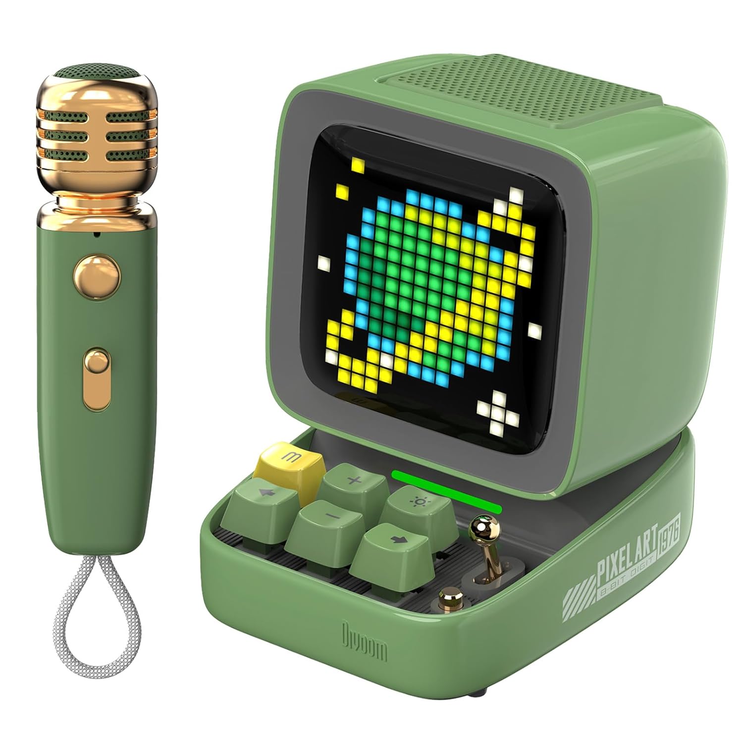 Divoom Ditoo-Mic Karaoke Mikrofonlu Uyarlanabilir Piksel Ekranlı Bluetooth Hoparlör-Hediye Kutulu (Yeşil)