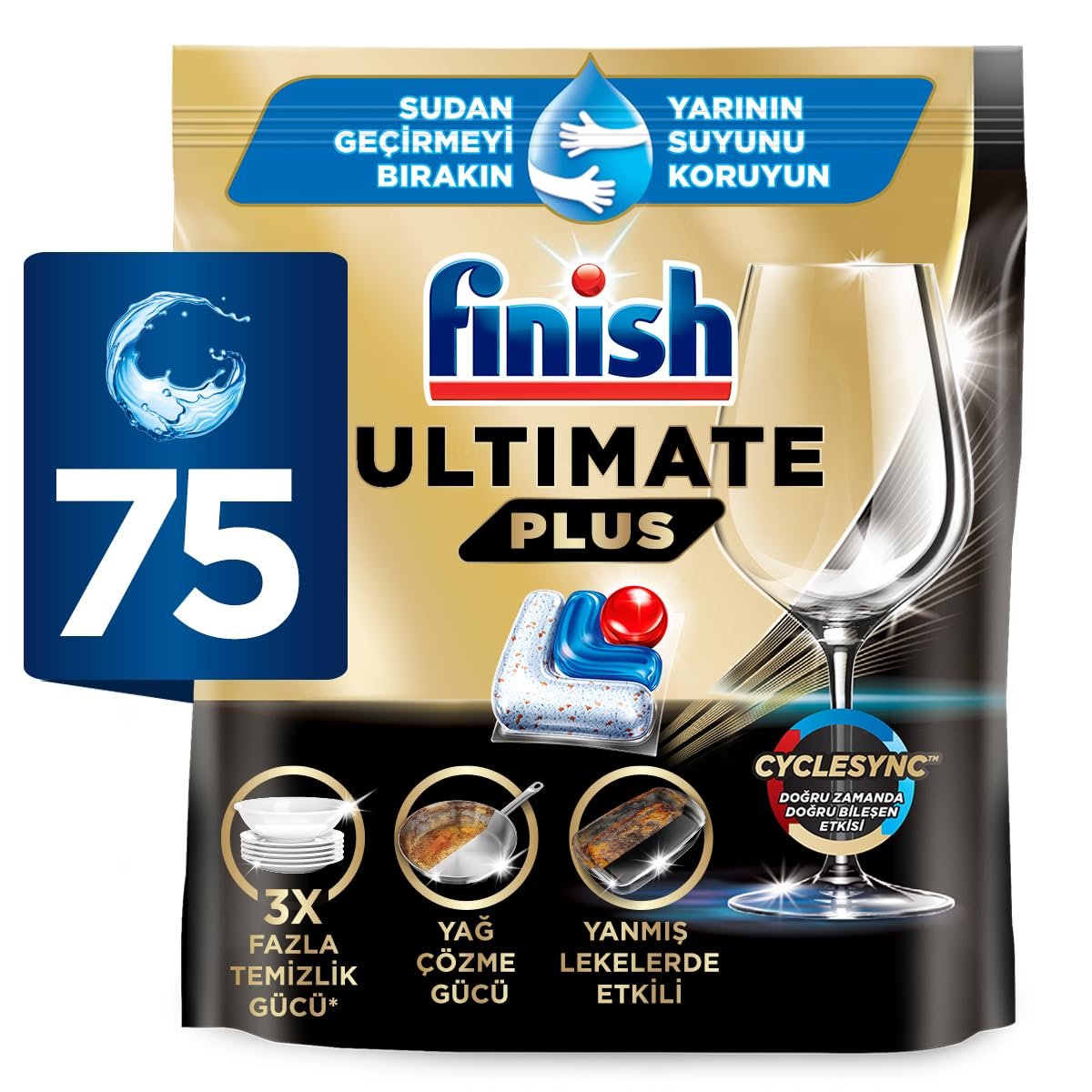 Finish Ultimate Plus 75 Kapsül Bulaşık Makinesi Deterjanı Tableti (1 x 75 Kapsül)