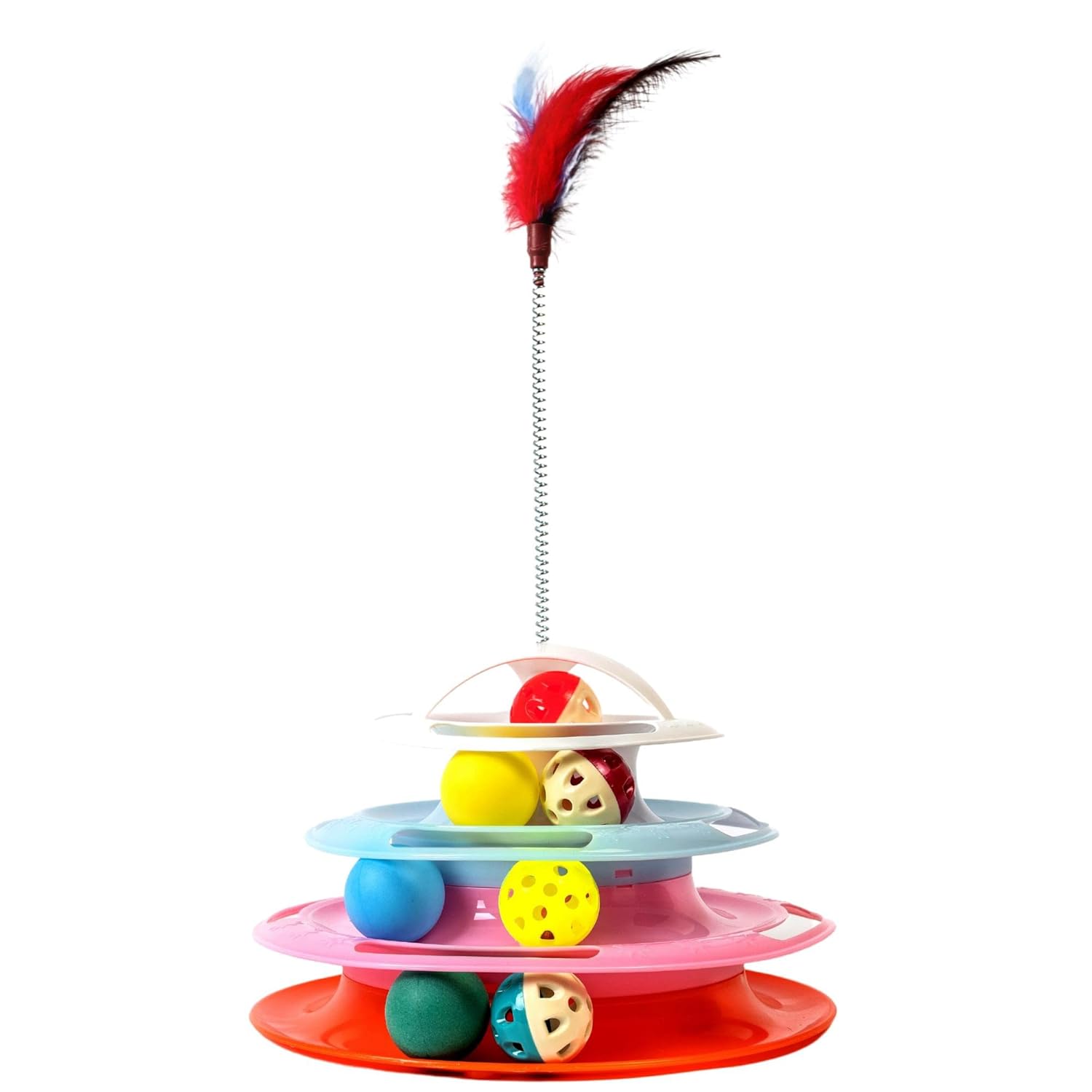 Glipet Tower of Tracks 4 Katlı 7 Toplu ve Tüylü Yuvarlak Kedi Oyuncağı 24 x 13 Cm Mix