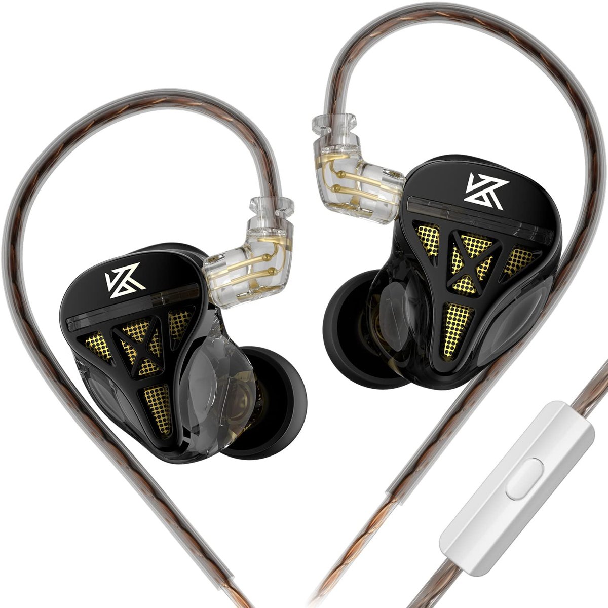 KZ DQS Dinamik Sürücü Yarı Açık HiFi Ses Kulak İçi Kulaklıklar/Kulaklıklar/Kulaklıklar, KZ Ekstra Bassy Davulcusu Kulak Monitörü Kulaklık (Siyah, Mikrofonlu)