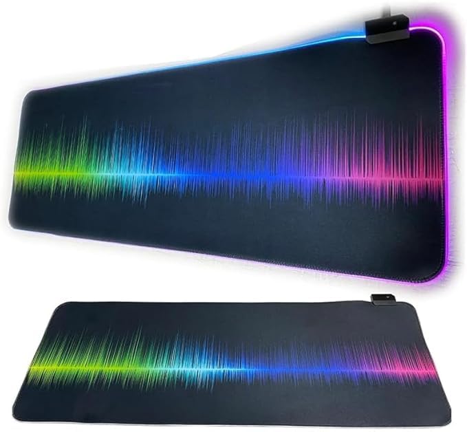 Büyük Boy XXL 80x30cm Mavi Petek Dilim Ritim Desenli RGB LED Işıklı Gaming Gamer Oyuncu Mouse Pad Kaymaz Kauçuk Taban