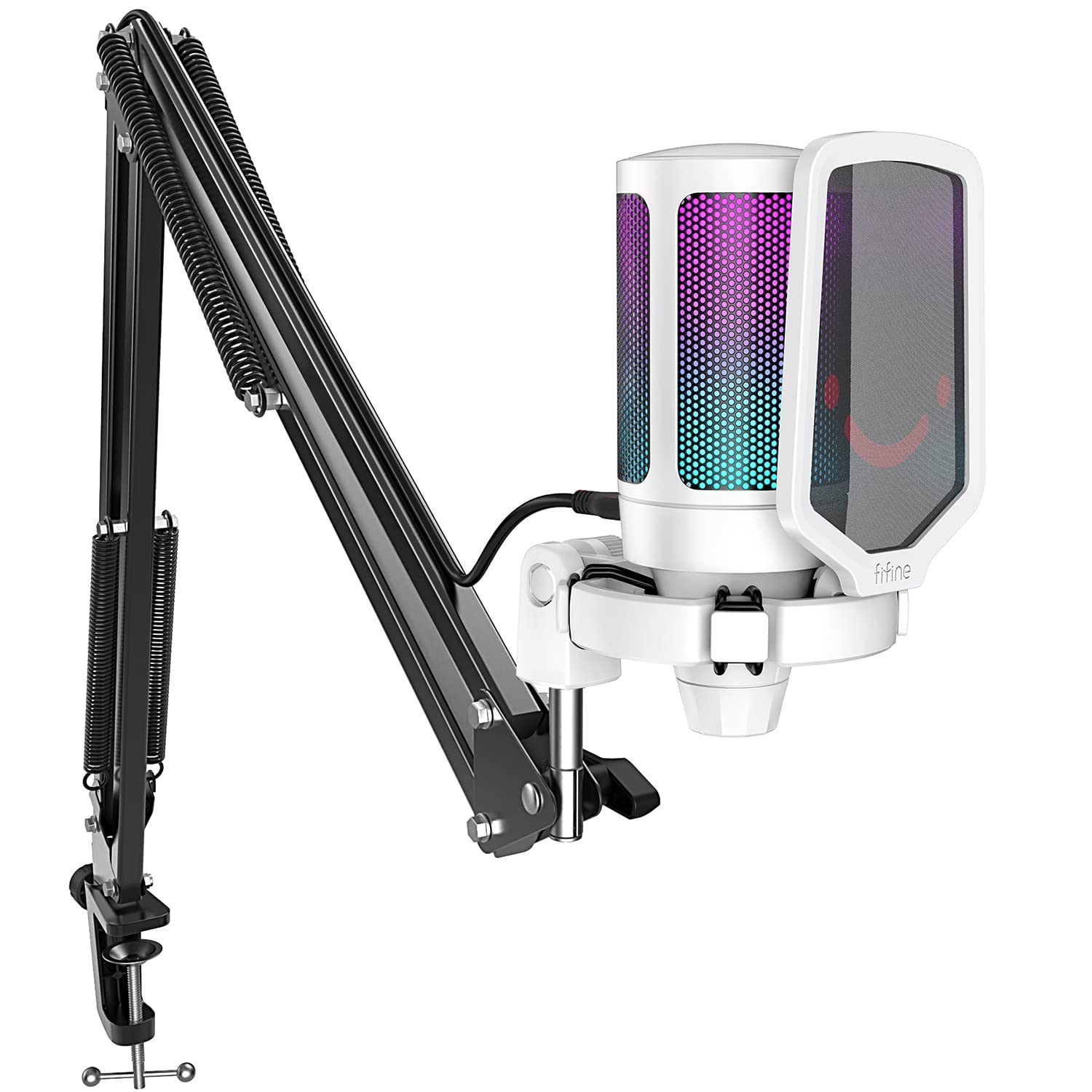 Fifine Ampligame A6T Twitch - Youtuber - Gamer - Tiktok - Yayıncı USB Mikrofon Seti (Beyaz)