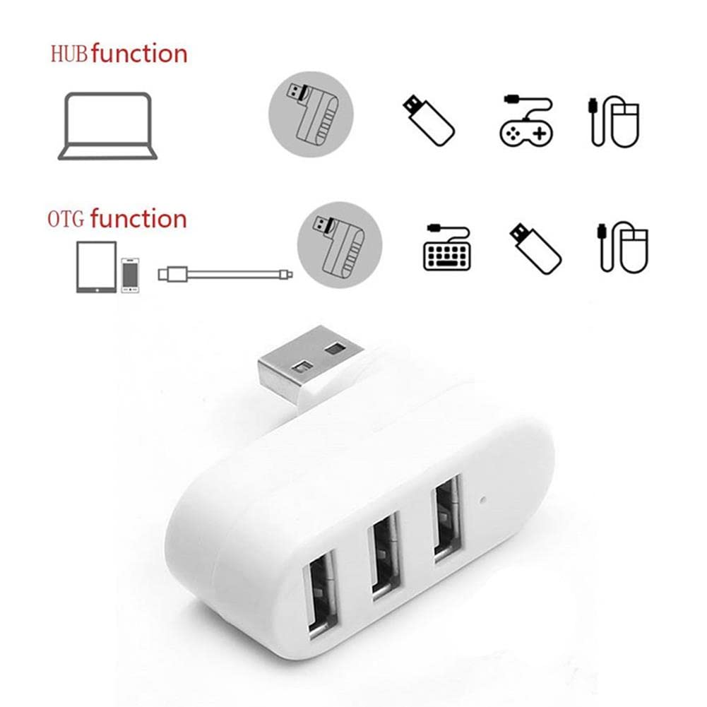 Valkyrie 3 Portlu USB 2.0 Hub Döner Kafalı Splitter Hub Adaptör Beyaz