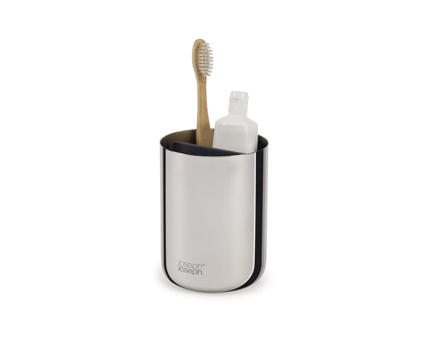 Joseph Joseph EasyStore - Lüks Paslanmaz Çelik Diş Fırçası Tutucu Caddy Banyo Depolama, Standart Çelik