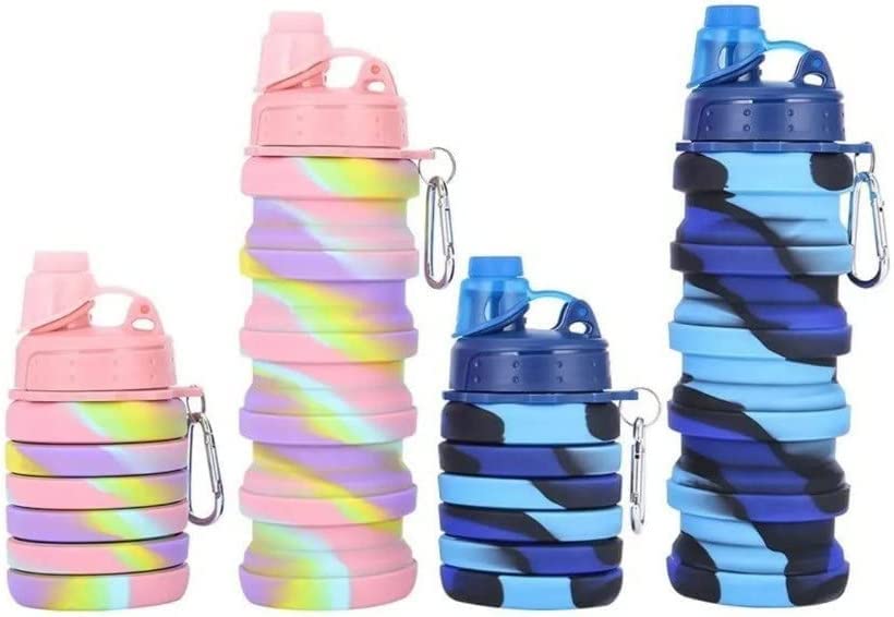 Slipt 500 Ml Sızdırmaz Katlanabilir Portatif Silikon Su Matarası Taşınabilir Suluk (Mavi)