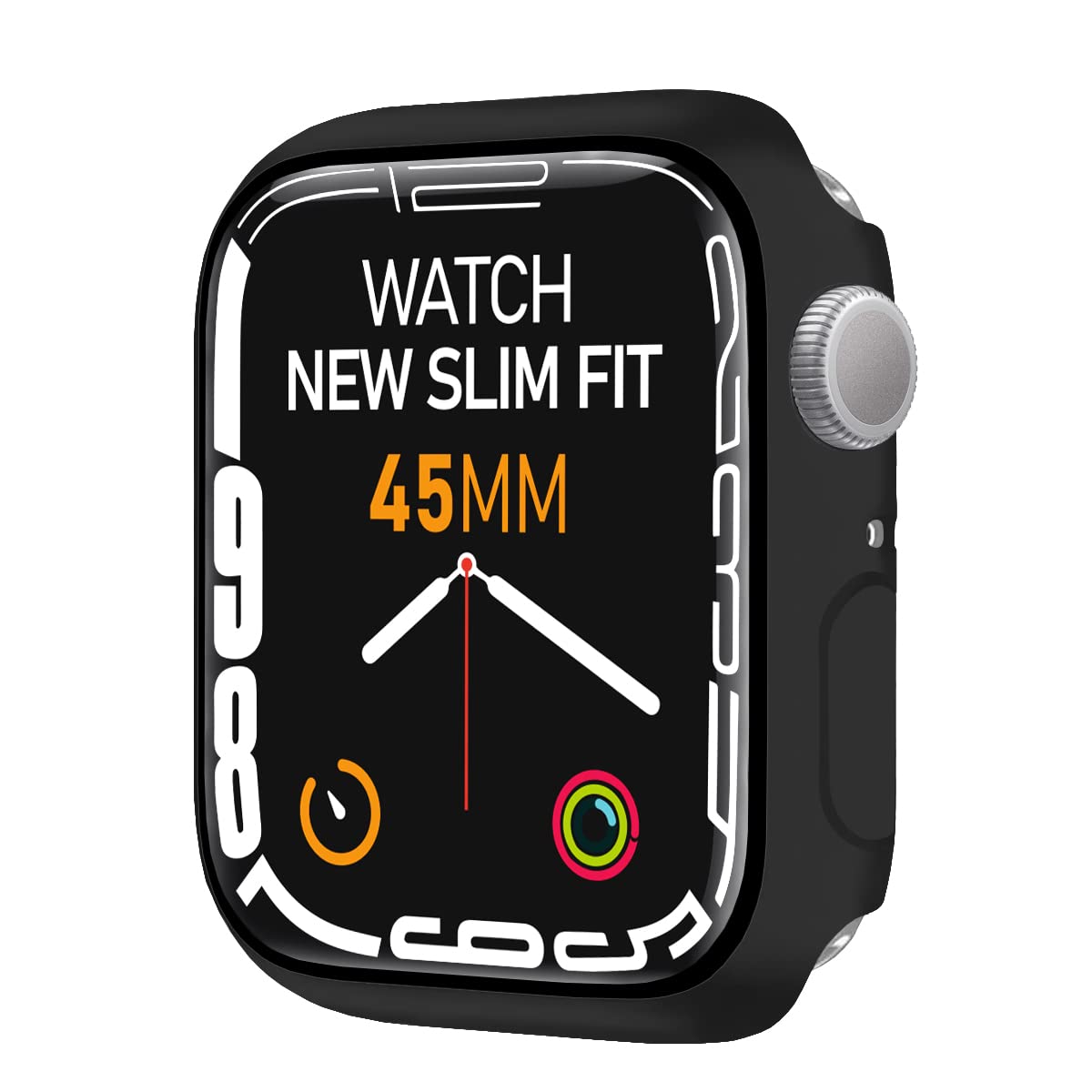 BUFF LABS Apple Watch 8/7 Uyumlu New Slim Fit Kılıf 45mm, Ekran Koruyuculu Akıllı Saat Kılıfı (Siyah)
