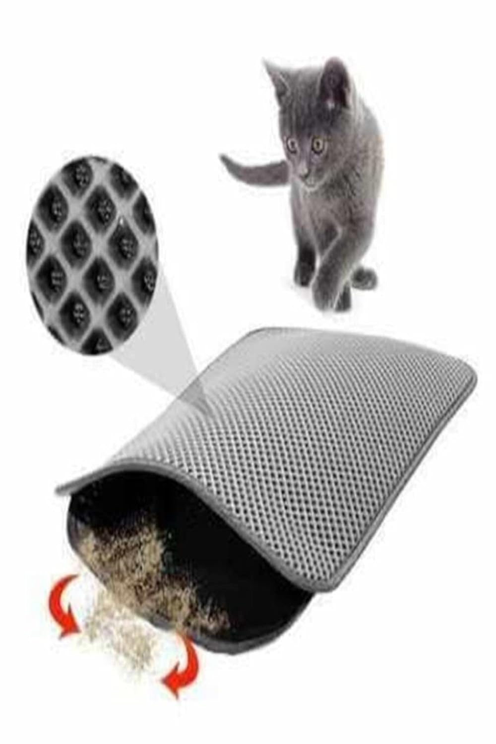 TİNEKE Elekli Kedi Tuvalet Önü Paspası Kedi Paspası GRİ 60x42 Cm