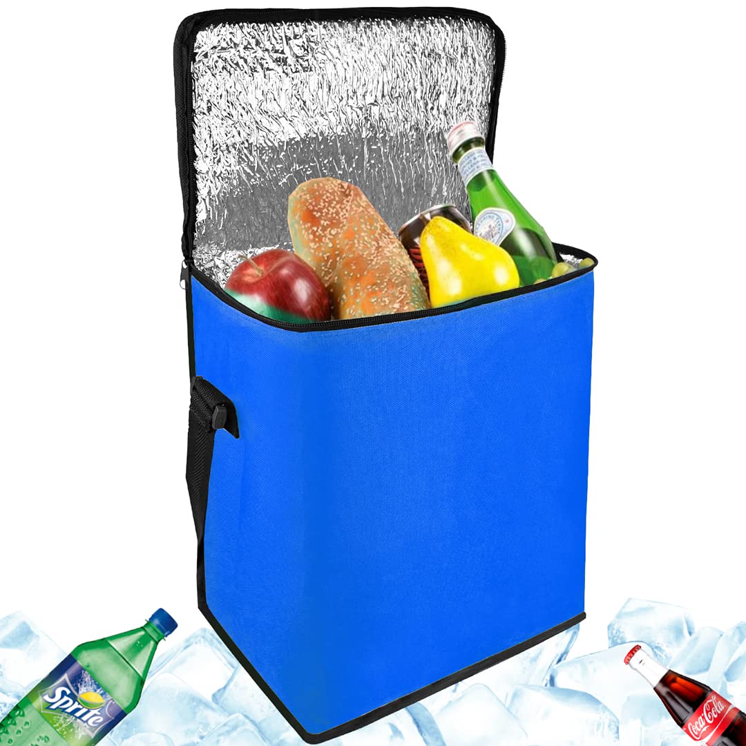 BYENS 25 Litre Termal Soğuk Tutucu Çanta Termo Piknik Çantası Termos Buzluk Oto Buzluğu Plaj Deniz Kamp Serin Tutan Araba Araç Mavi