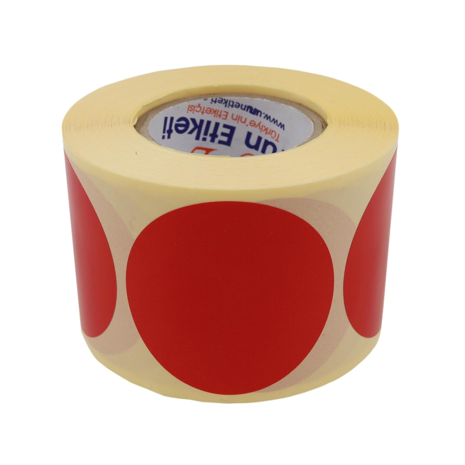 hazır etiketler , hazır al hızlı al Kırmızı Renk Zemin Baskılı Kuşe Etiket 40mm Çapında 500 Adet 40mm Kuka Çapı (Kırmızı)