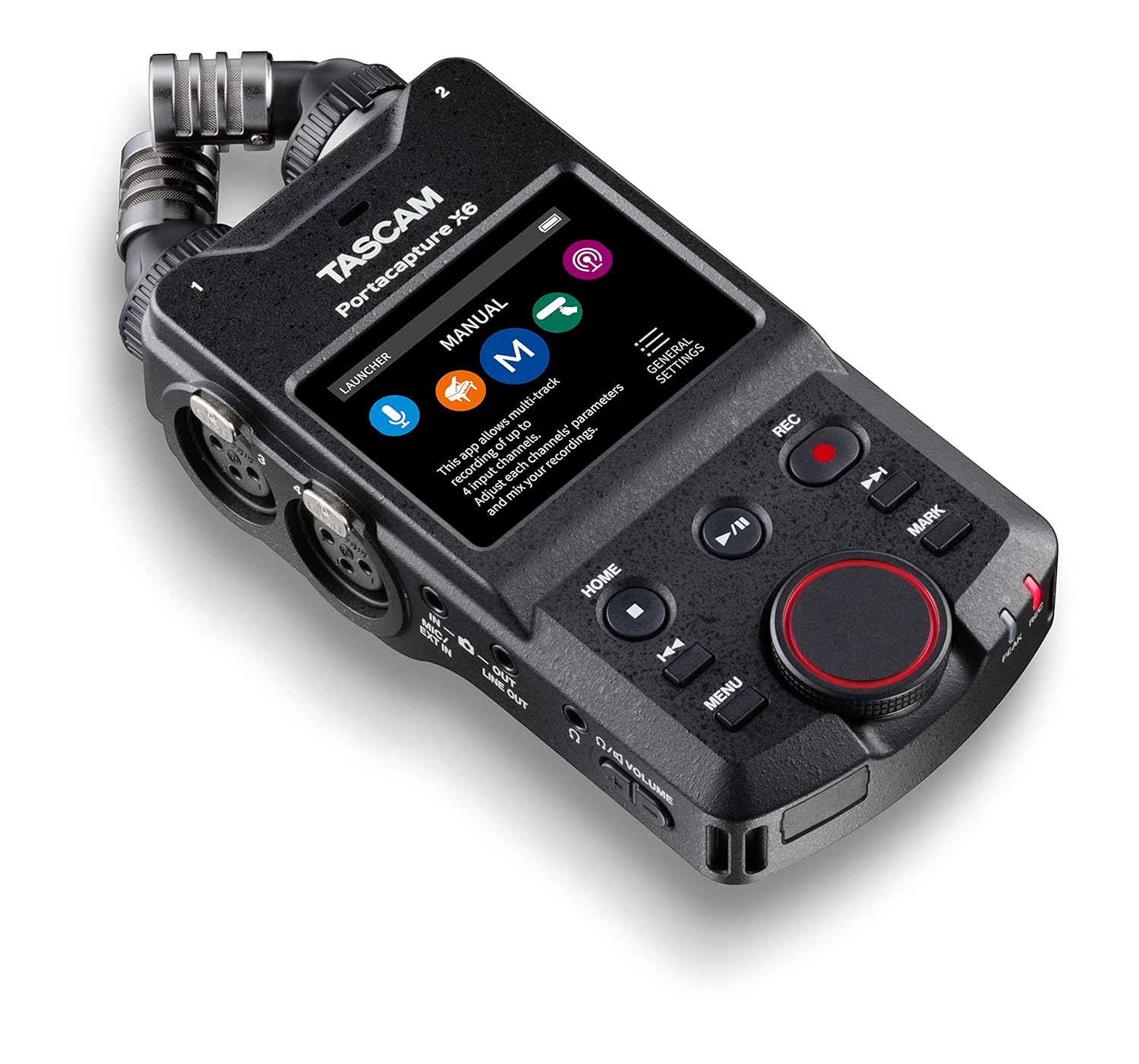 TASCAM Portacapture X6 32-Bit Dokunmatik Ekranlı Çok Kanallı Kayıtçı, Siyah, 75x37x174mm