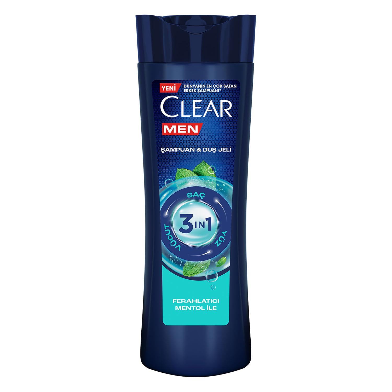 Clear Men 3 in 1 Şampuan & Duş Jeli Ferahlatıcı Mentol Etkisi Saç Yüz Vücut İçin 350 ml