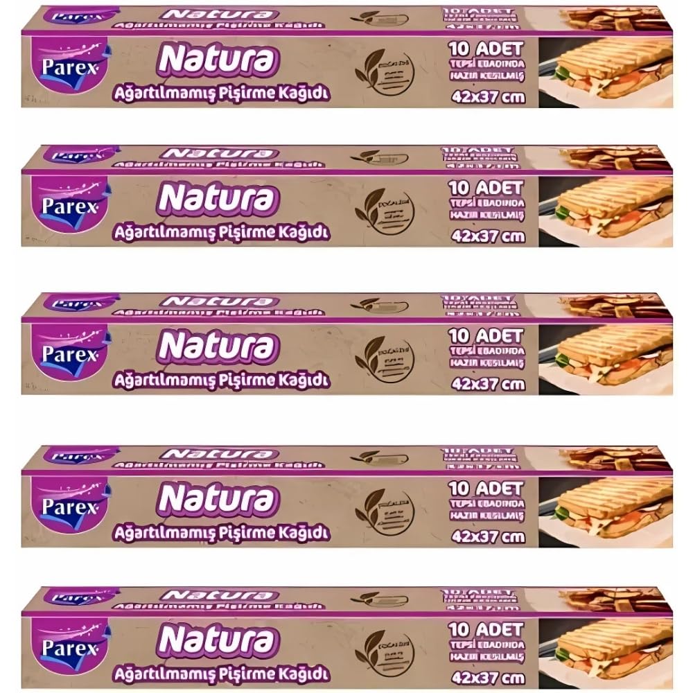 Parex Natura Ağartılmamış Hazır Pişirme Kağıdı 10 Yaprak X 5 Paket