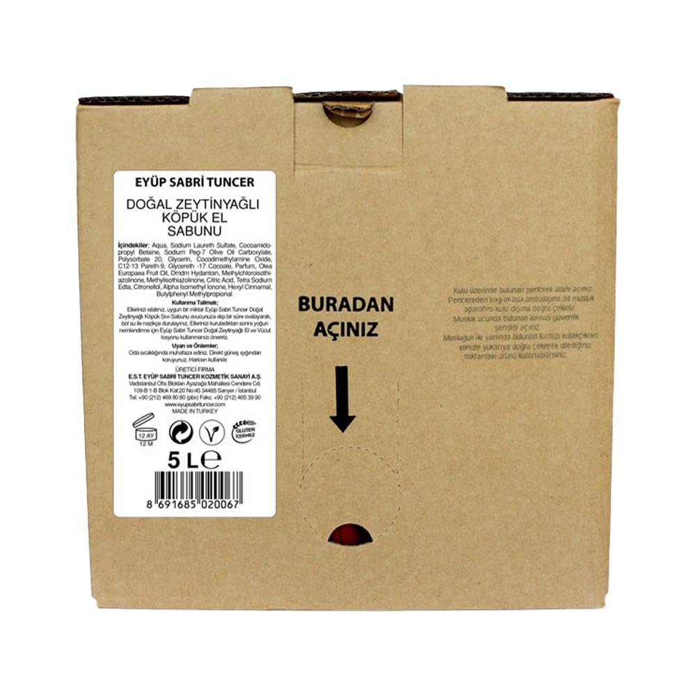 Eyüp Sabri Tuncer Doğal ZeytinYağlı Köpük Sabun 5 Lt Bag In Box Endüstriyel