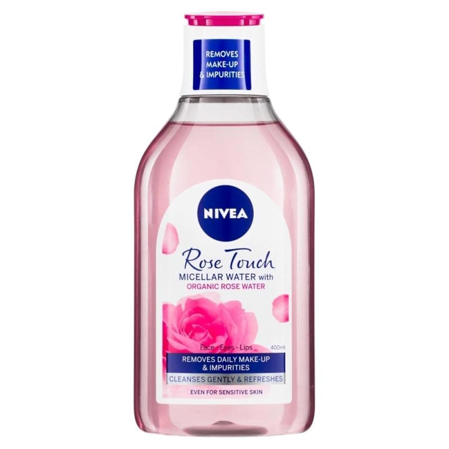 NIVEA Aqua Rose Organik Gül Suyu İçeren Micellar Makyaj Temizleme Suyu 400 ml,Nemlendirici, Günlük Makyaj, Yüz, Göz ve Dudak