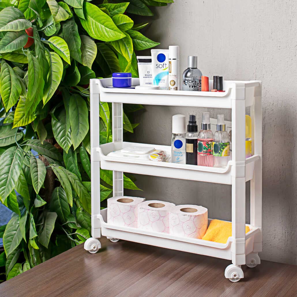Porsima ORG-65 Tekerlekli 3 Katlı Organizer Raf Beyaz