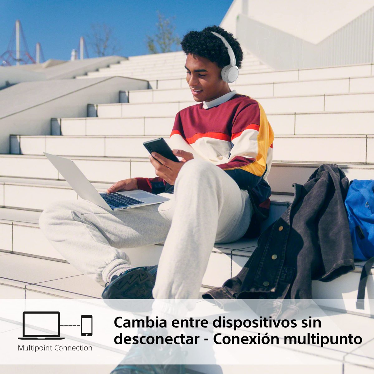 Sony WH-CH520 Kablosuz Bluetooth Kulaklık - Hızlı Şarj Fonksiyonlu 50 Saate Kadar Pil Ömrü, Kulak Üstü Modeli - Beyaz