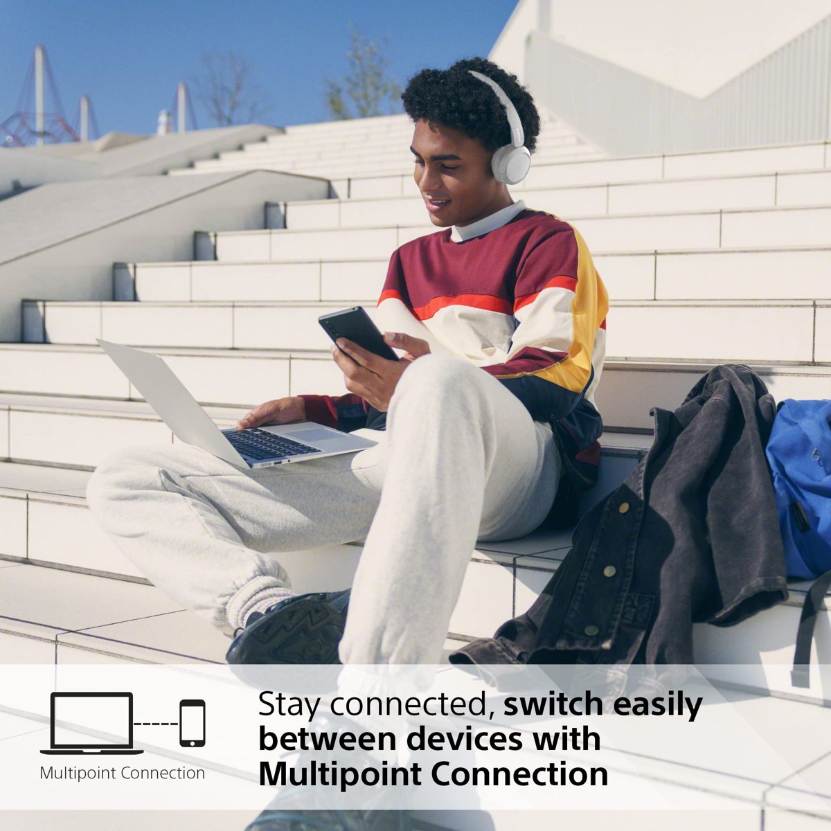 Sony WH-CH520 Kablosuz Bluetooth Kulaklık - Hızlı Şarj Fonksiyonlu 50 Saate Kadar Pil Ömrü, Kulak Üstü Modeli - Beyaz