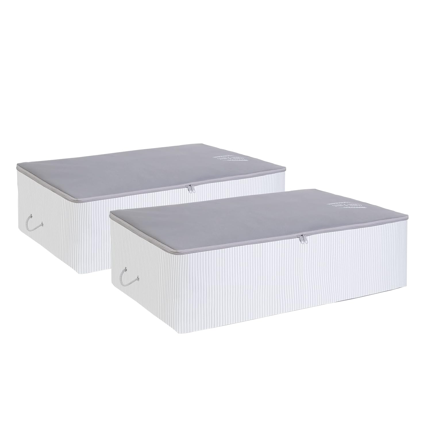 Ocean Home Textile 2 Adet Mega Boy Gri Çizgili Stuff&Things Baza Altı Hurç Set 74 x 46 x 22 cm