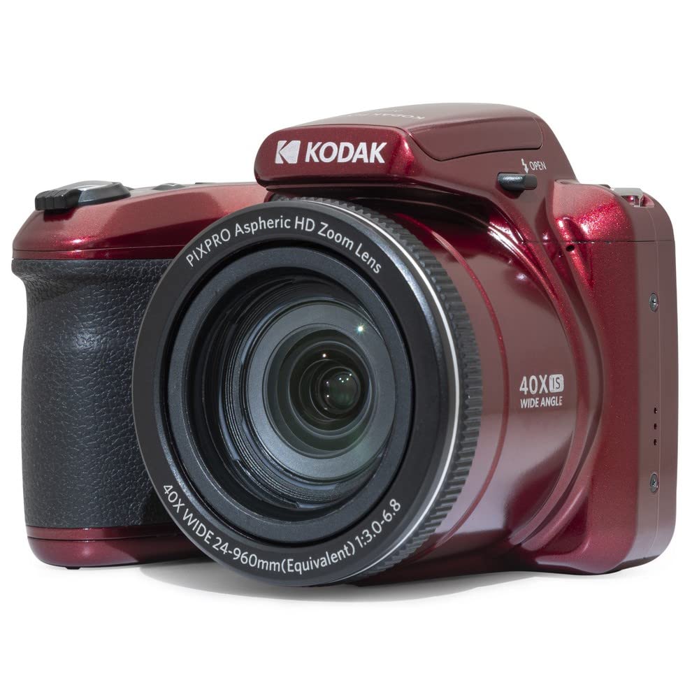 KODAK PIXPRO Astro Zoom AZ405 Dijital Fotoğraf Makinesi -20MP, 40x Optik Zoom, 3 inç LCD Ekran, 1080P Full HD Video (Kırmızı)