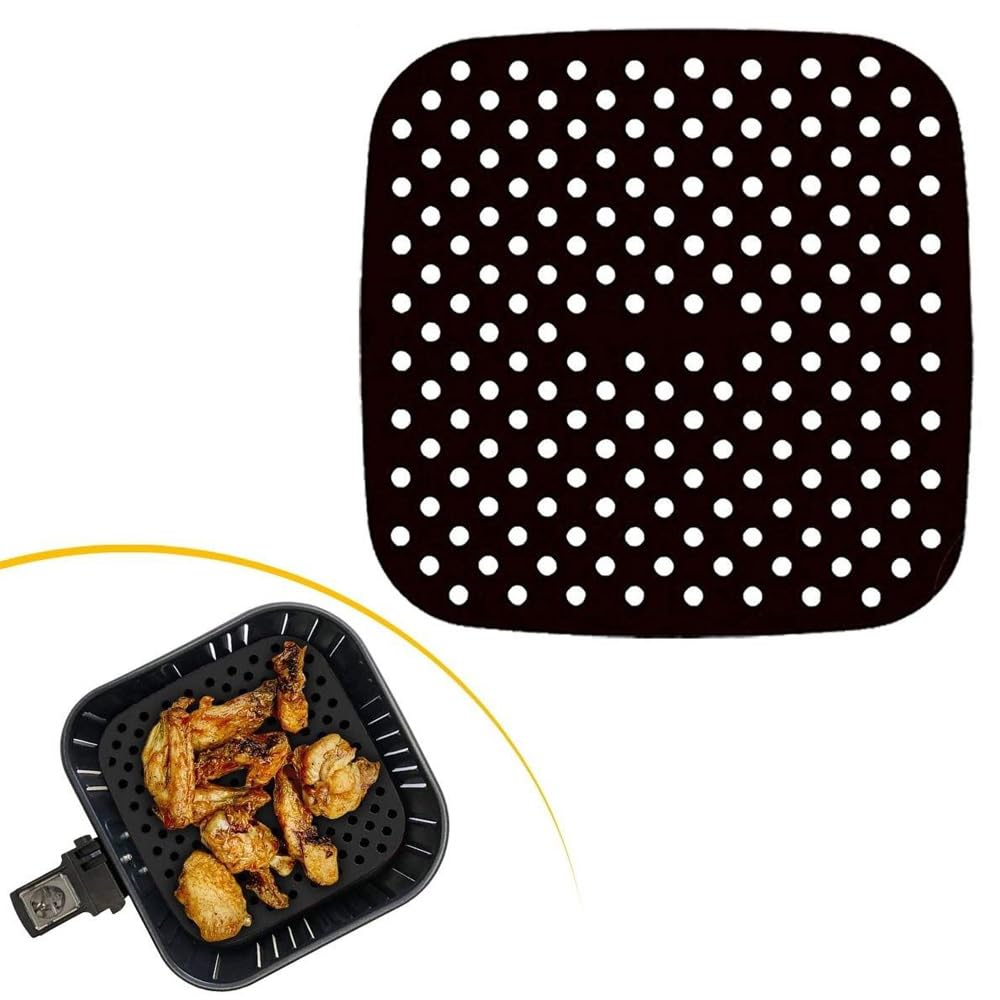 BUFFER® Renkli Isıya Dayanıklı Yıkanılabilir Silikon Fırın Ve Airfryer Kare Model Pişirme Matı 21,5 Cm (kırmızı)