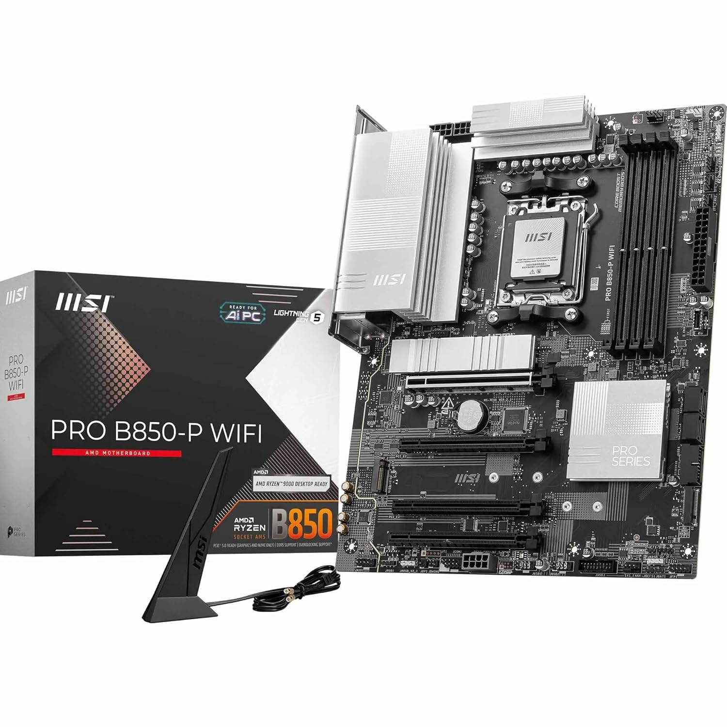 MSI PRO B850-P WIFI Anakart, ATX - AMD Ryzen 9000/8000 / 7000 İşlemcileri, AM5 - DDR5 Bellek Arttırmayı (8200+ MT/s OC), PCIe 5.0 x16 ve 4.0 x16, M.2 Gen5, Wi-Fi 7, 5G LAN'ı destekler