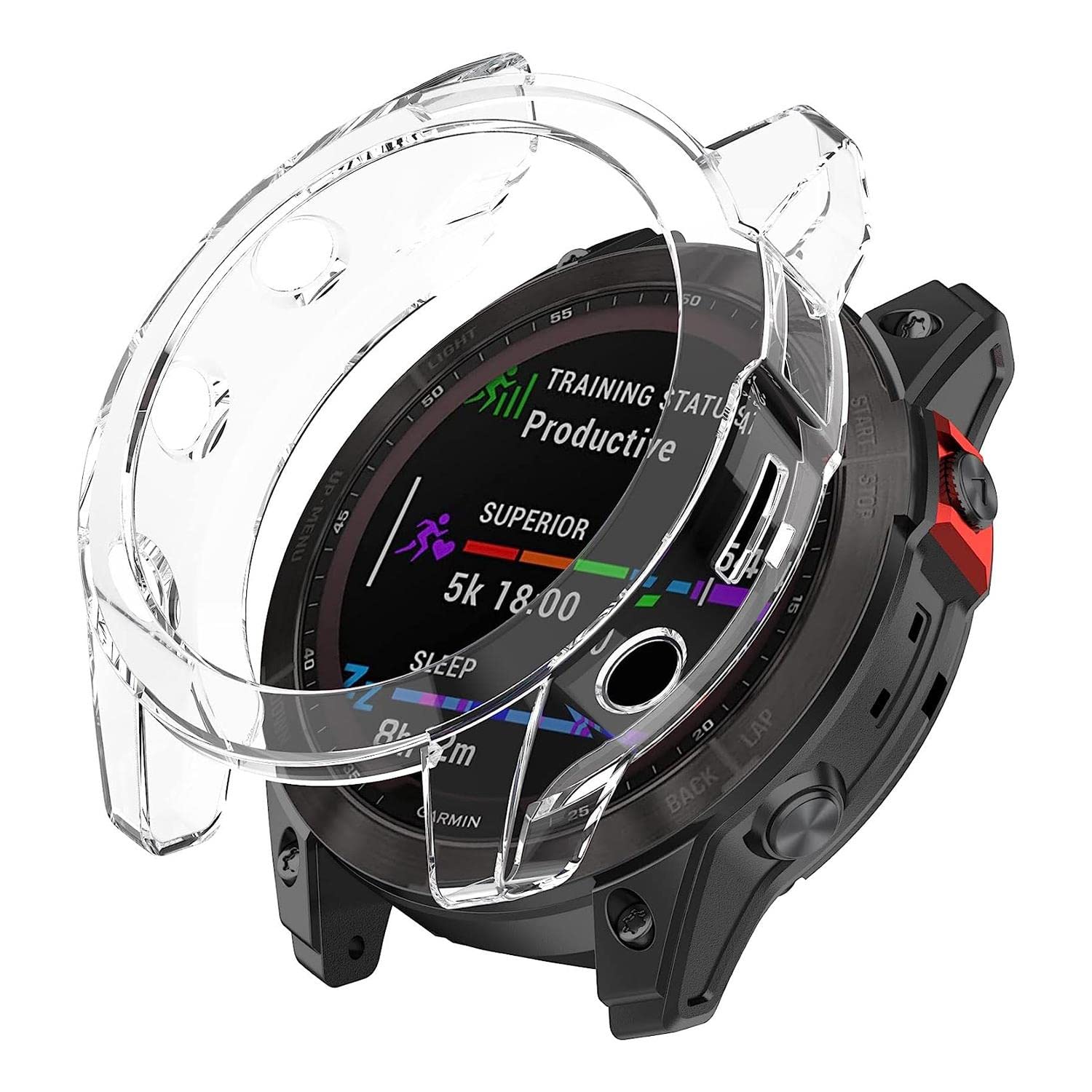 Microsonic Garmin Fenix 6 Sapphire için Kılıf 360 Full Round Soft Silicone Şeffaf [Fenix 6 Sapphire ile Uyumlu Kılıf - Şeffaf]