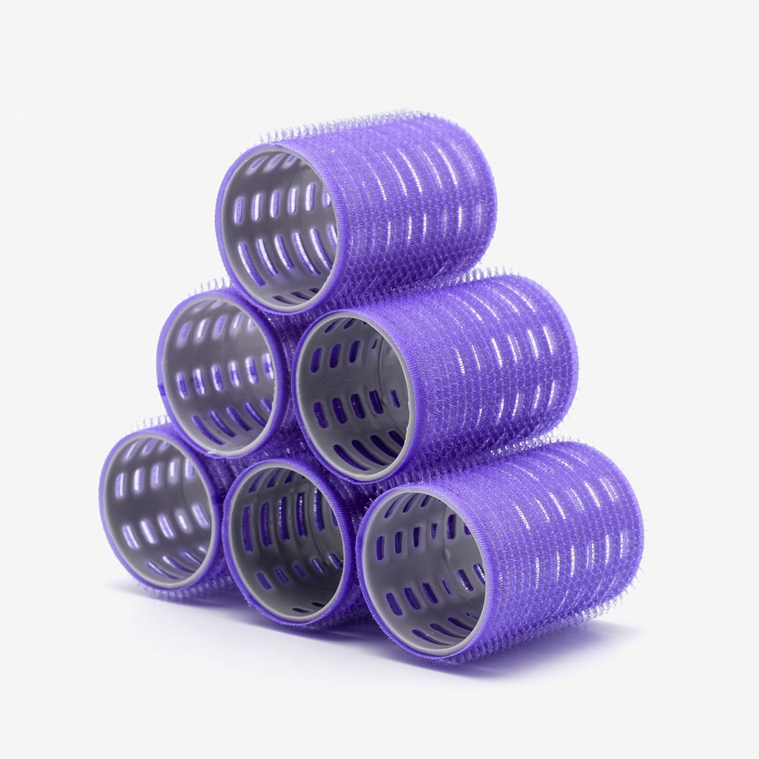 Croc 1215 Büyük Boy Bigudi 6Lı (Cırtlı - Yapışkanlı Bigudi) Mor Çap: 4.5Cm