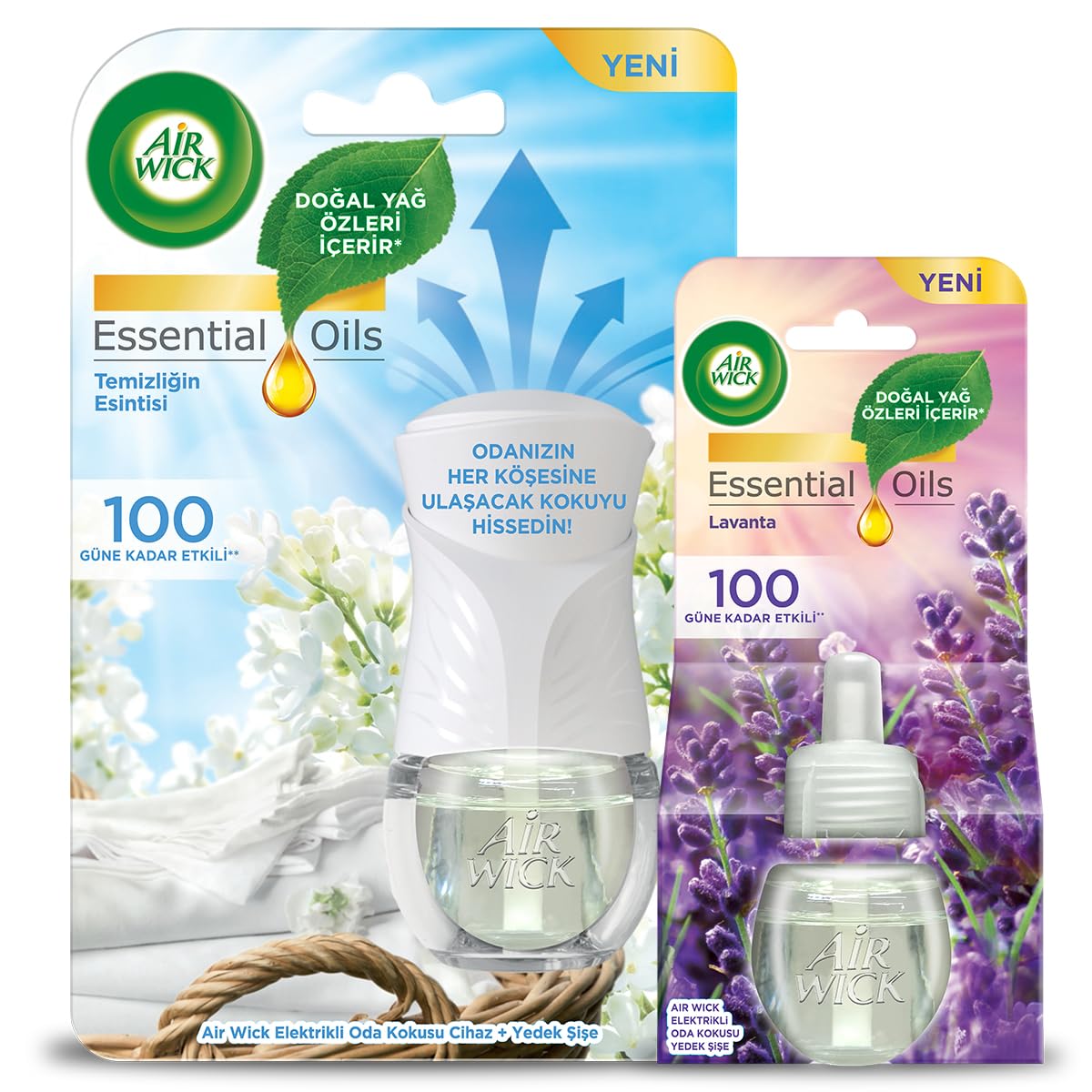 Air Wick Elektrikli Oda Kokusu Temizliğin Esintisi Kit (Cihaz + Yedek Şişe) + Yasemin Çiçeği Yedek Şişe