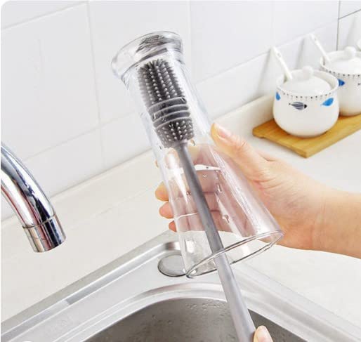 Ankanorm Silikon Kavanoz Fırçası Uzun Saplı Silikon Bardak, Biberon, Kavanoz Yıkama Fırçası Şişe Yıkama Fırçası (33cm)