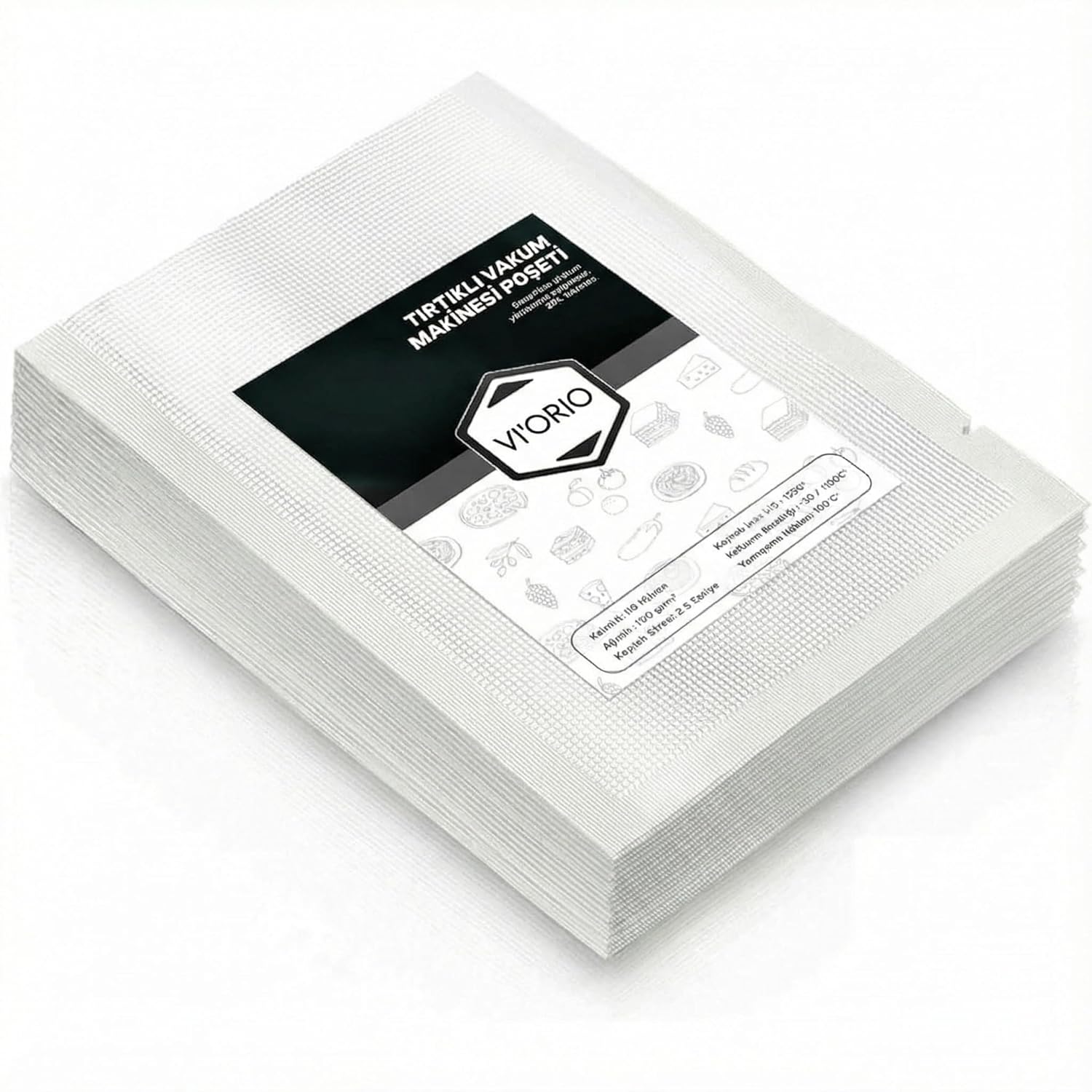 T.M.Q.G 100 Adet Tırtıklı Vakum Makinesi Poşeti Torbası (SEÇENEKLİ) (15x20cm)