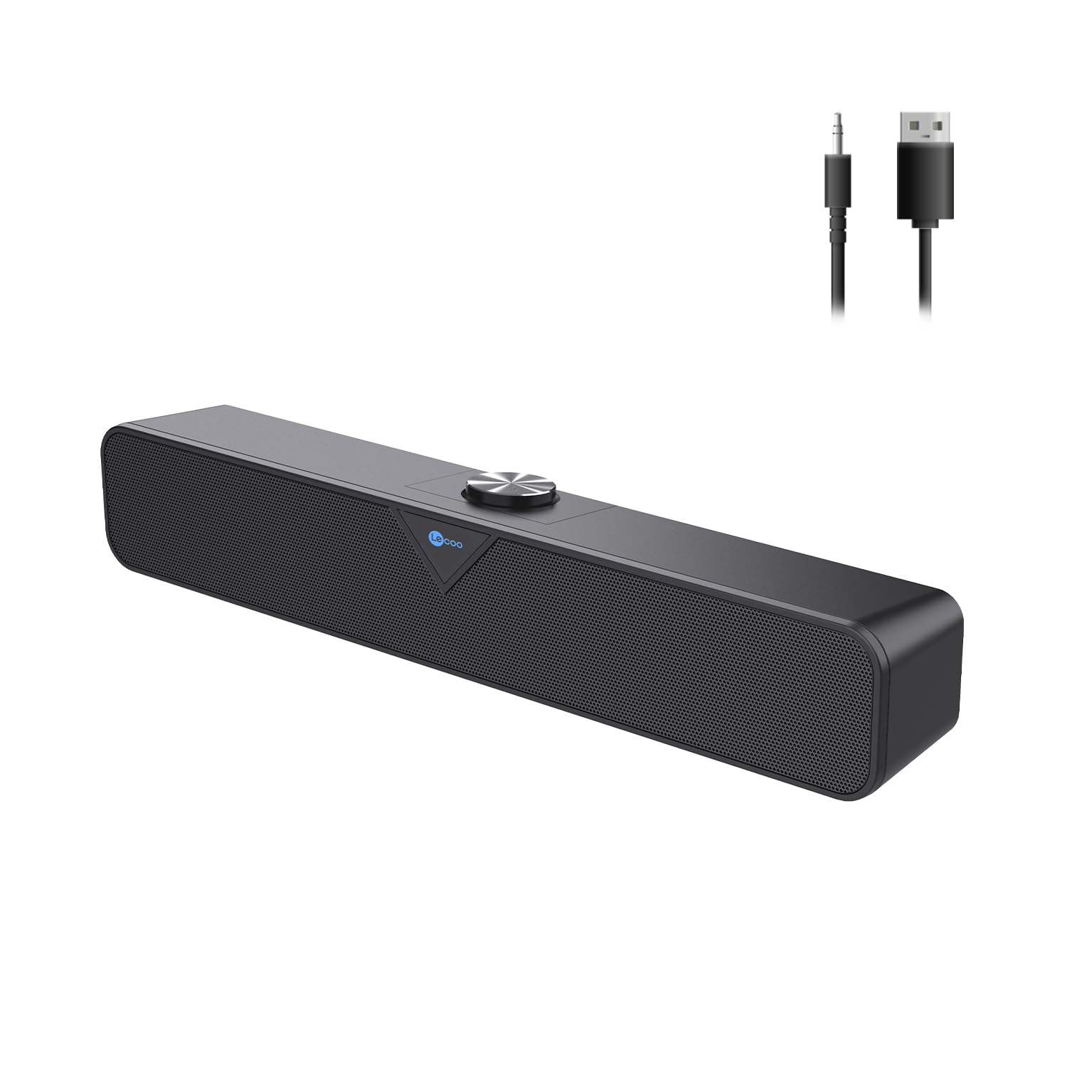 Lecoo DS102 Kablolu USB/AUX 6W Tak Çalıştır Kolay Kurulum Yüksek Çözünürlüklü Stereo Surround Ses TV/PC/Telefon/Tablet Geniş Uyum Kompakt Soundbar Taşınabilir Hoparlör Siyah