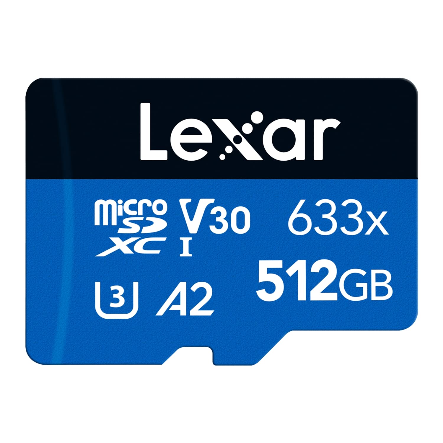 Lexar 633x 512 GB Micro SD Kart, microSDXC UHS-I Kart + SD Adaptör, 100MB/s Okumaya kadar microSD Hafıza Kartı, A2, Sınıf 10, U3, V30 (LMS0633512G-BNAAA)