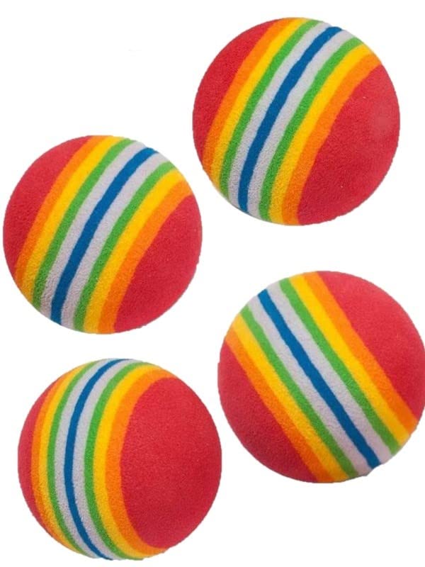 Luti Concept Gökkuşağı Sünger Kedi Köpek Çiğneme Oyun Topu Diş Çıkarma Interaktif Oyuncak 4,2 cm 4 lü