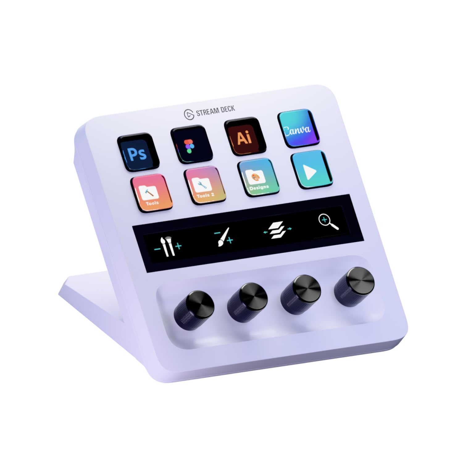 Elgato Stream Deck + White, ses mikseri, canlı üretim ve stüdyo denetleyicisi, içerik oluşturucular, akış, oyun için, özelleştirilebilir dokunmatik çubuk, döner regülatör ve LCD tuşları, Mac ve PC