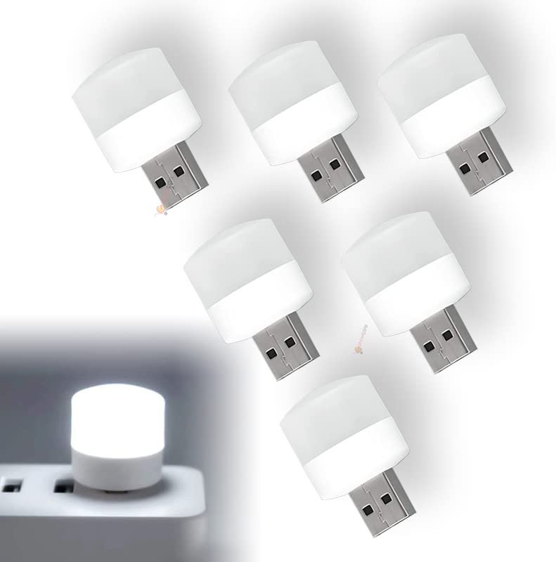 GüncelÇarşı Mini USB LED Işık, 1W Enerji Tasarruflu, Gece Aydınlatma, Rehber Gece Lambası, Kitap Okuma Lambası Işığı, Küçük Yuvarlak Işıklar (6 ADET)