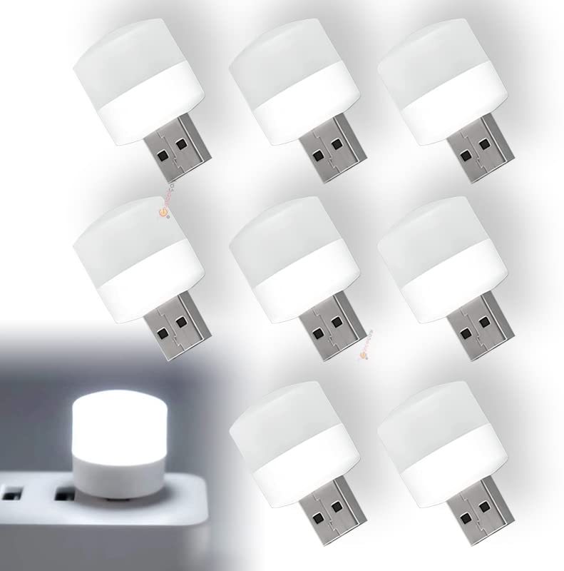 GüncelÇarşı Mini USB LED Işık, 1W Enerji Tasarruflu, Gece Aydınlatma, Rehber Gece Lambası, Kitap Okuma Lambası Işığı, Küçük Yuvarlak Işıklar (8 ADET)