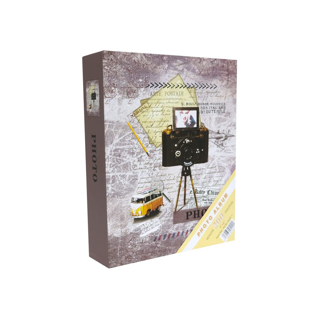 Rabsev Fotoğraf Albümü 10x15cm 200 Lük Renkli Kamera Desenli Anı Albümü
