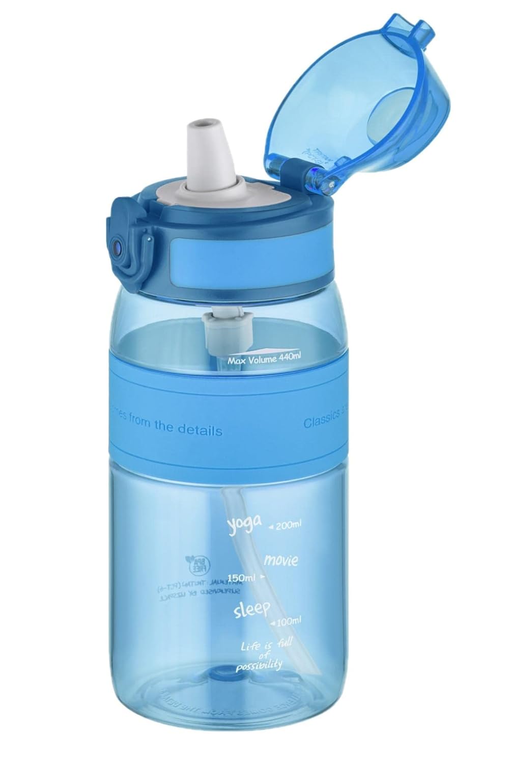 Uzspace FiftyFifty Pipetli(ısırılamaz) 440 ml Silikon Gövde Tritan Su Matarası