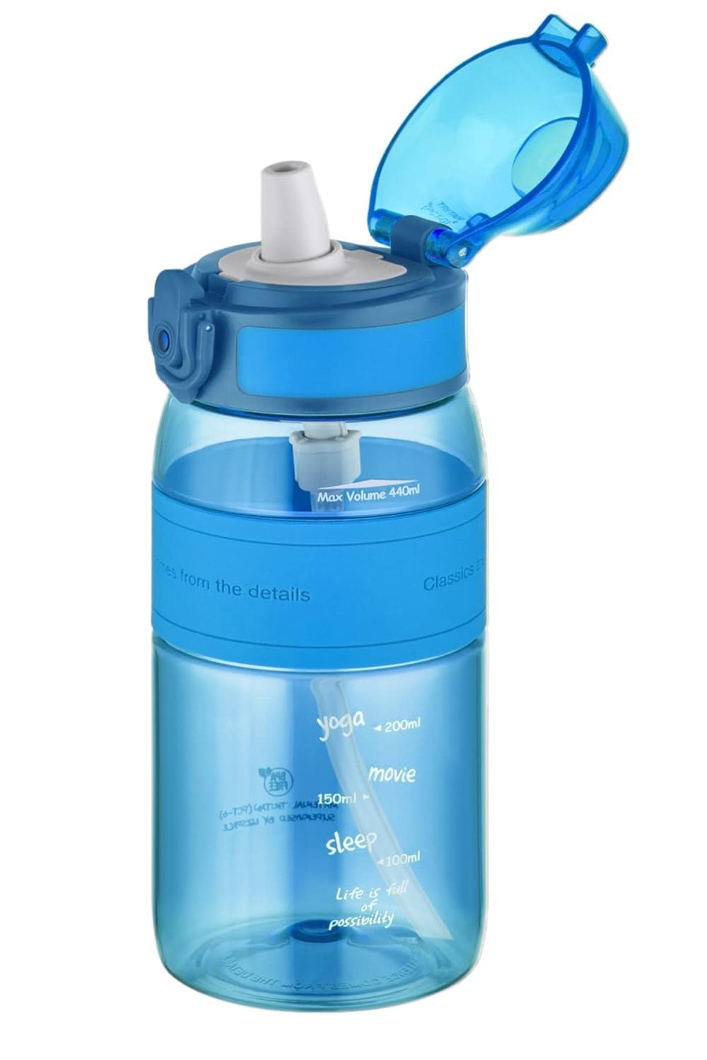 Uzspace FiftyFifty Pipetli(ısırılamaz) 440 ml Silikon Gövde Tritan Su Matarası