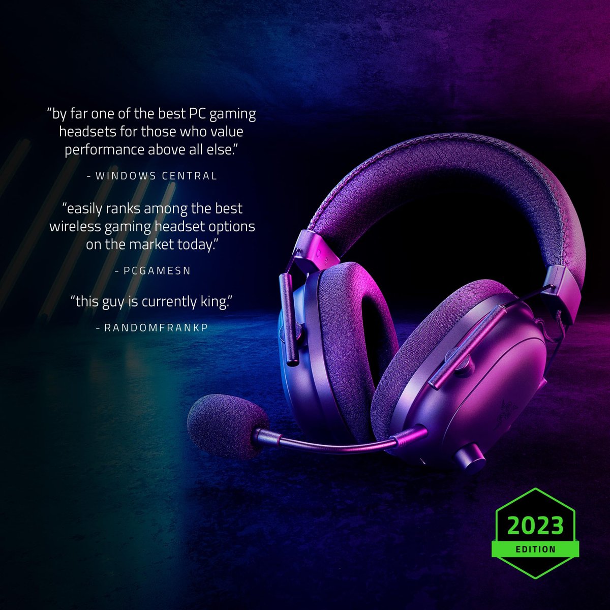 Razer BlackShark V2 Pro (2023) - PC Premium Kablosuz E-Spor Kulaklığı (HyperClear Süper Geniş Bant Mikrofon, TriForce Titanyum 50mm Sürücü, HyperSpeed ​​Kablosuz, 70 Saat Pil) Siyah