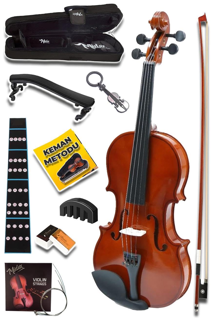 Midex CVL-741-TYS Profesyonel 1/4 Çocuk Kemanı Seti 6-8 Yaş (Yastık Tel Çanta Yay Susturucu Reçine)