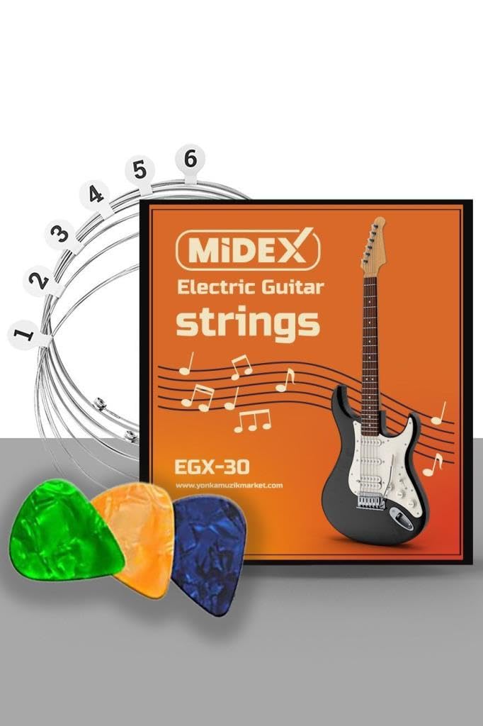 Midex EGX-30 Elektro Gitar Teli Takımı ve Pena Seti