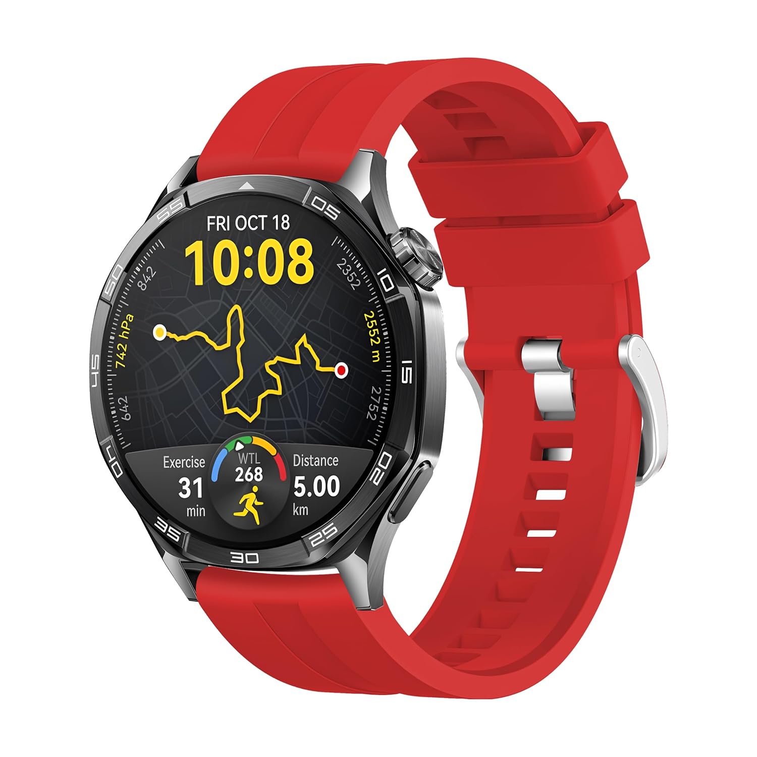 Teknoft 22mm ile Uyumlu Saatler için HUAWEI Watch (GT5 Pro/GT5/GT4/Watch 4 Pro/GT3/GT3 Pro/GT2/GT2 Pro) Galaxy Watch (Gear S3/Watch 46mm) Yumuşak Şerit Model 46mm Silikon Kordon (Kırmızı)