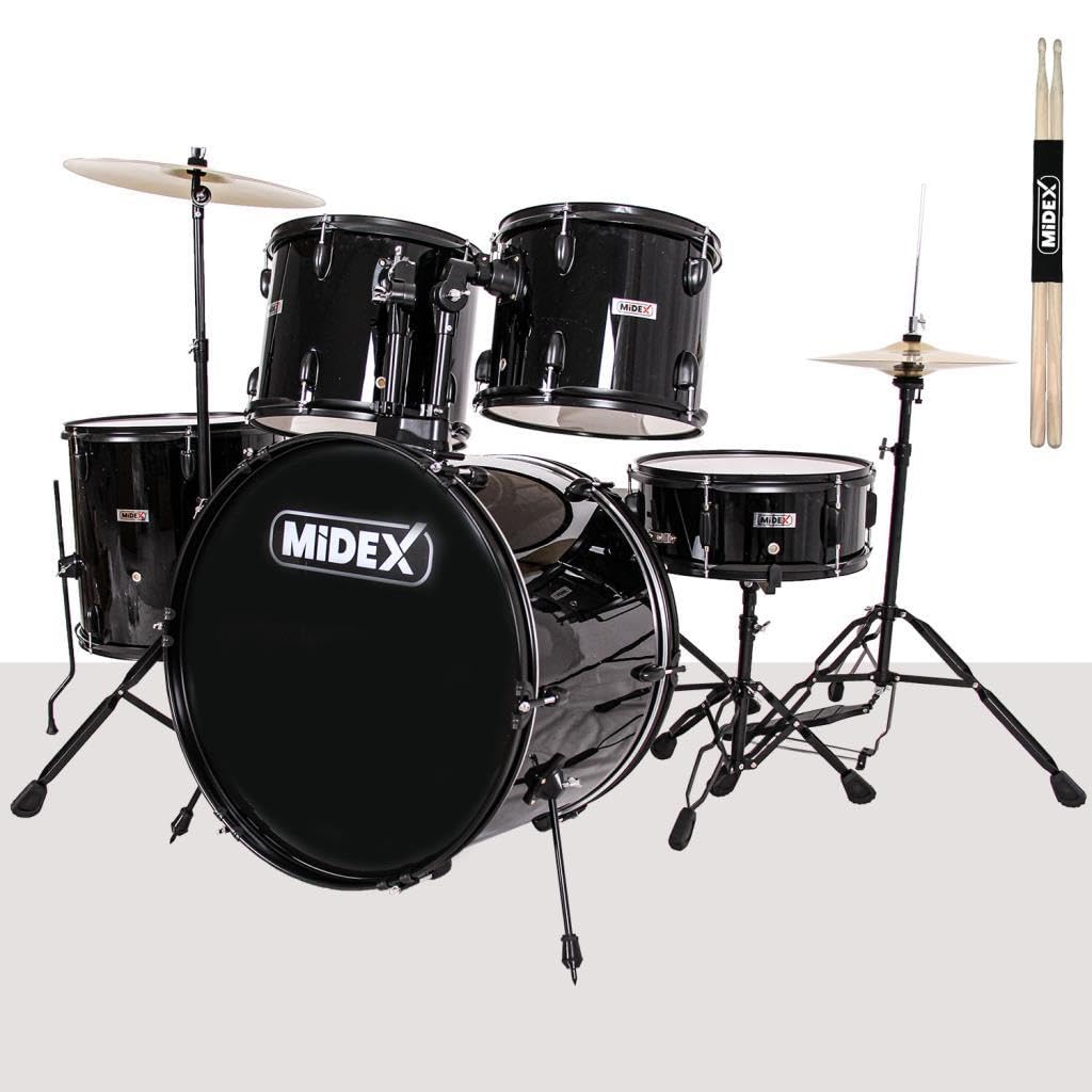 Midex CD900X-BK 22'' Yetişkin Akustik Bateri Davul Seti 22B-13T-12T-16F-14S (5 Parça)
