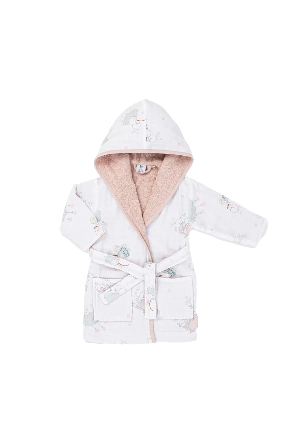 Gezenbebe Hero Desenli Müslin & Havlu Bebek Çocuk Bornozu Bunny 2-4 Yaş