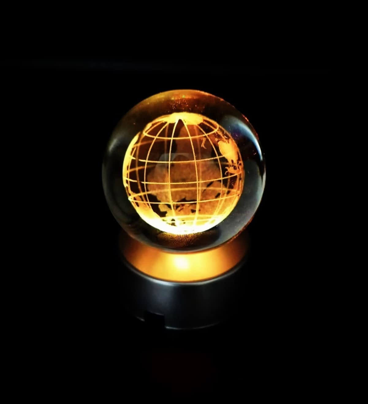 Senon Kristal Cam Küre Renk Değiştiren LED Işıklı Gece Lambası Dekoratif Hediyelik (Dünya)