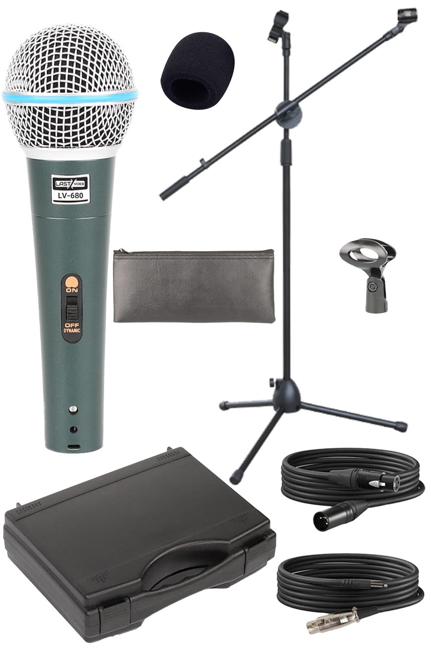 Lastvoice Lv-680ST Ayaklı Kablolu Dinamik Mikrofon (Stand Cüzdan Çift Kablo Sünger Tutacak)