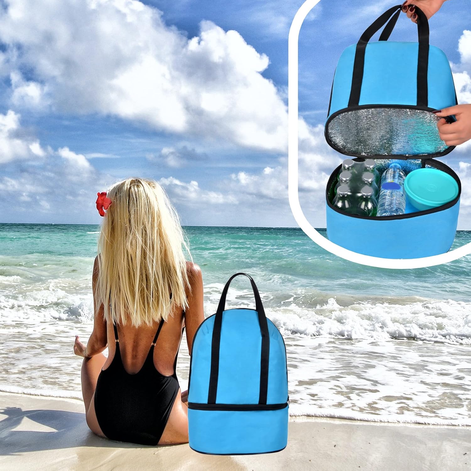 Termos Çanta Plaj Çanta Piknik Çanta Isı Yalıtımlı Sıcak Soğuk Tutucu Outdoor 2 Bölmeli 26 Litre