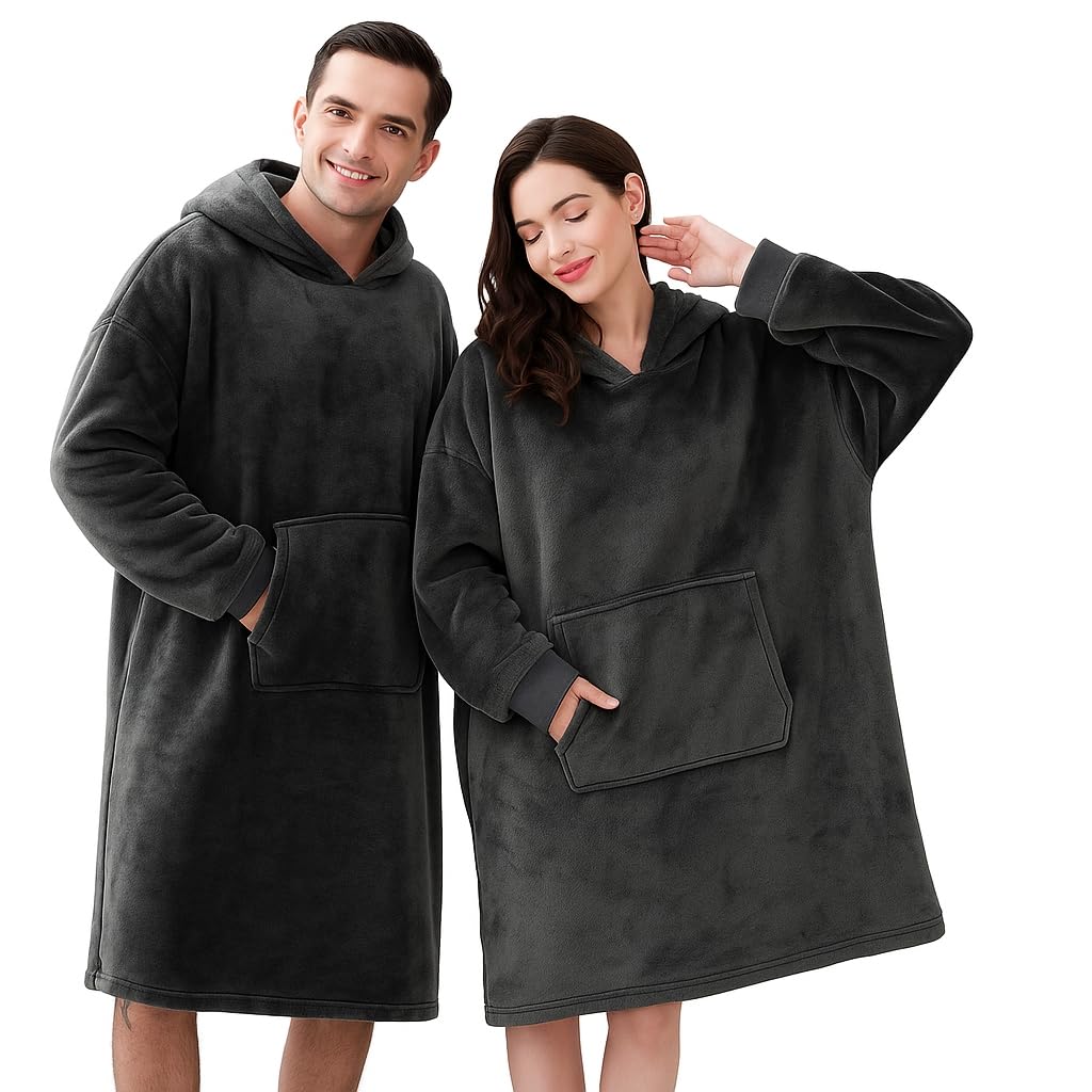 Mulberry Wellsoft Kapşonlu Giyilebilir Tv Battaniyesi unisex Over size - Antrasit