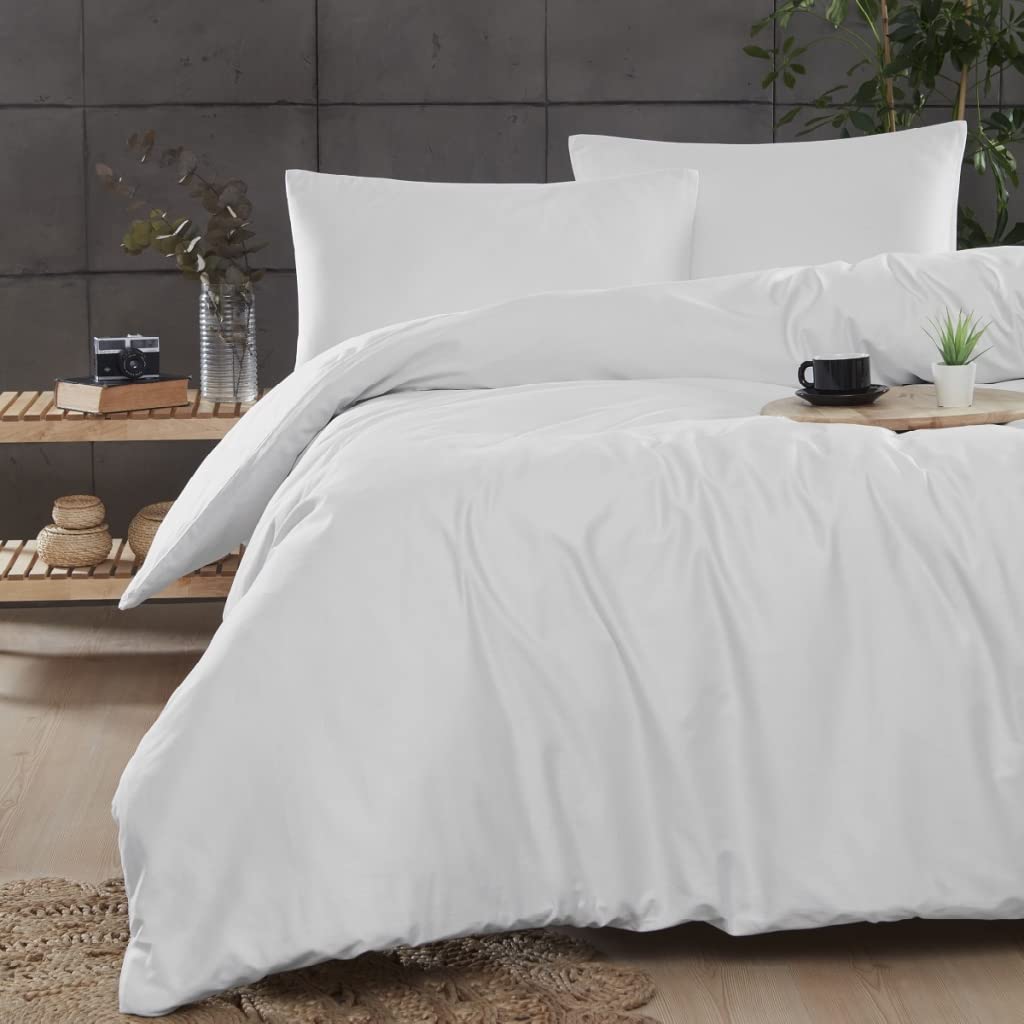 Mulberry Ranforce Tek Kişilik Pamuklu Nevresim Takımı 160x220 - Beyaz